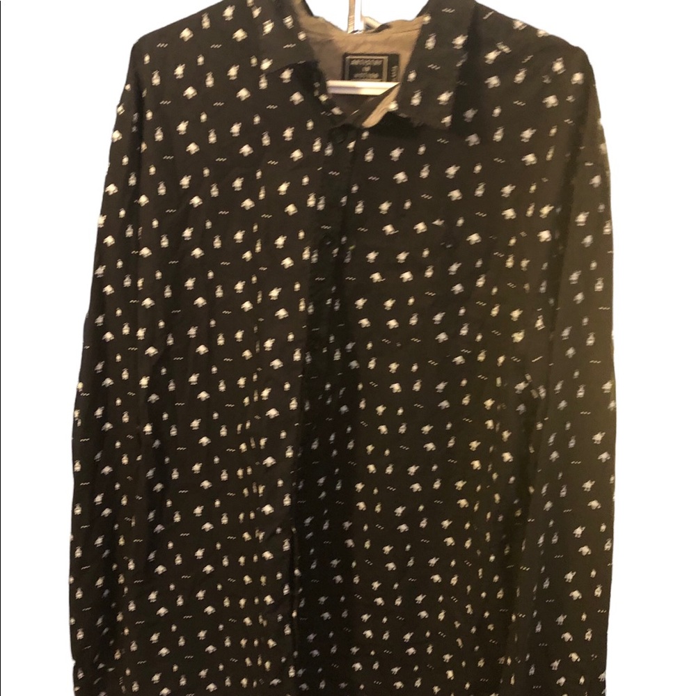 Artistry In Motion New York slim fit long sleeve button XL with cute tiny robots